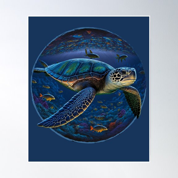 369 Prints Sea Turtle Art- No Framed, Vintage Wall Art, Trendy Retro Print, Room Decor, Wall Art UNFRAMED, 16x24