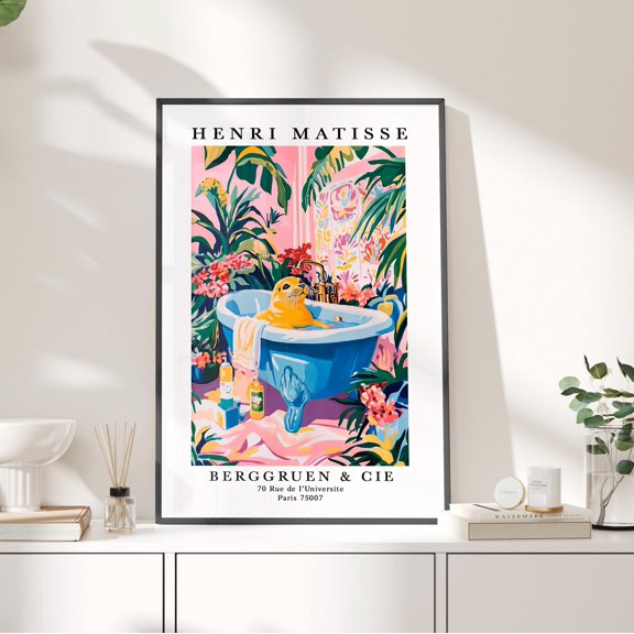 369 Prints Seal In Bathtub Wall Art Poster Bathroom Print, Henri Artwork, Maximalist Animal Decor, Whimsy Seal Print UNFRAMED, 8x12