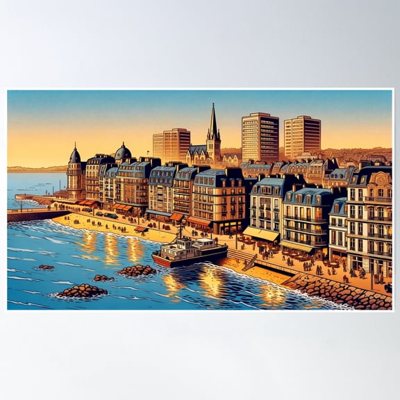 369 Prints Seaside Serenity In The City- No Framed, Vintage Wall Art, Trendy Retro Print, Room Decor, Wall Art UNFRAMED, 8x12