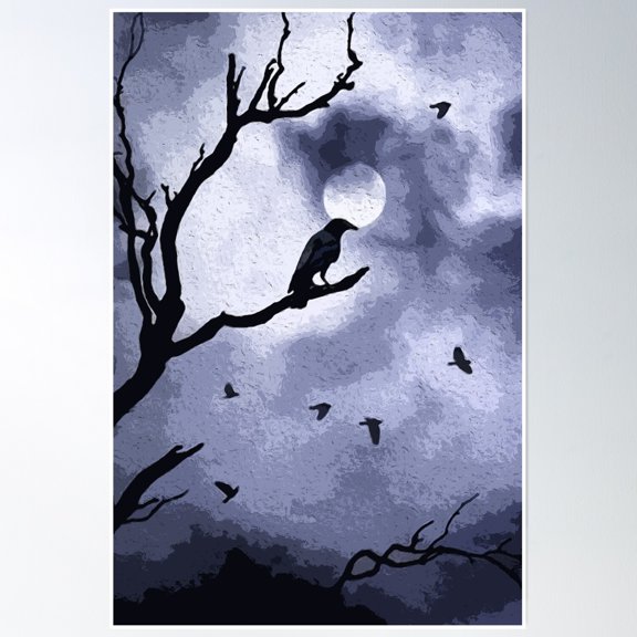 369 Prints Shadow Of The Moon- No Framed, Vintage Wall Art, Trendy Retro Print, Room Decor, Wall Art UNFRAMED, 8x12