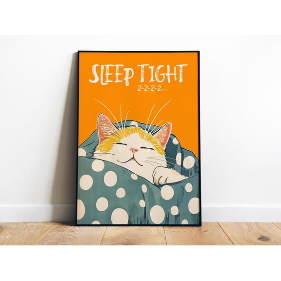 369 Prints Sleep Tight Wall Art Sweet Dreams Poster Printable Kid'S Bedroom Prints Nighty Night Print Cute White Cat Art Print Cat Print UNFRAMED, 8x12