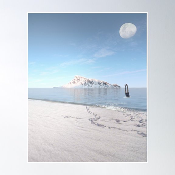 369 Prints Snowy Beach In A Crazy Morning- No Framed, Vintage Wall Art, Trendy Retro Print, Room Decor, Wall Art UNFRAMED, 8x12