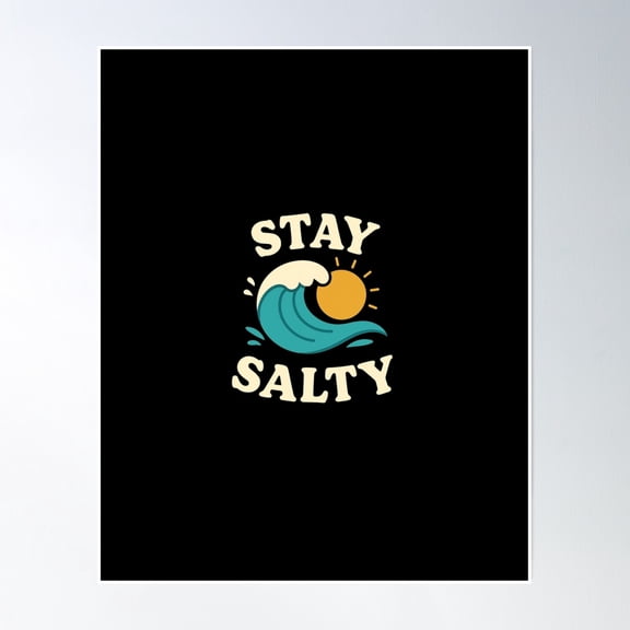 369 Prints Stay Salty Retro Ocean Wave Aesthetic Design- No Framed, Vintage Wall Art, Trendy Retro Print, Room Decor, Wall Art UNFRAMED, 8x12