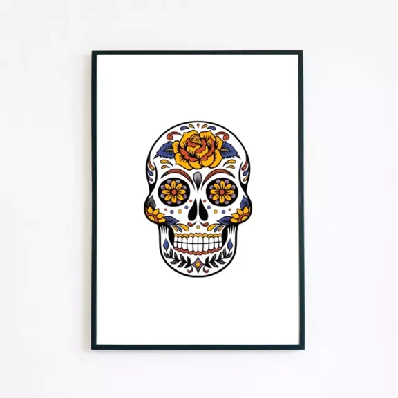 369 Prints Sugar Skull Design Gothic Illustration- No Framed, Vintage Wall Art, Trendy Retro Print, Room Decor, Wall Art UNFRAMED, 12x18