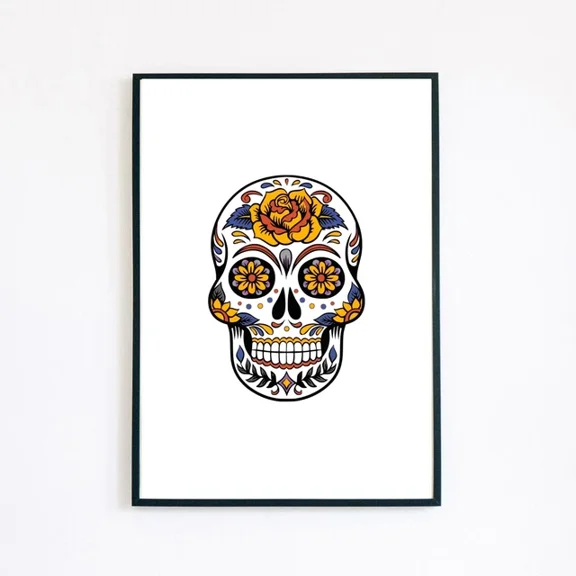 369 Prints Sugar Skull Design Gothic Illustration- No Framed, Vintage Wall Art, Trendy Retro Print, Room Decor, Wall Art UNFRAMED, 8x12