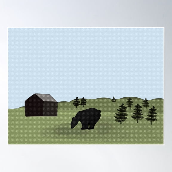 369 Prints Summer Cabin Bear By Jennifer Star- No Framed, Vintage Wall Art, Trendy Retro Print, Room Decor, Wall Art UNFRAMED, 8x12