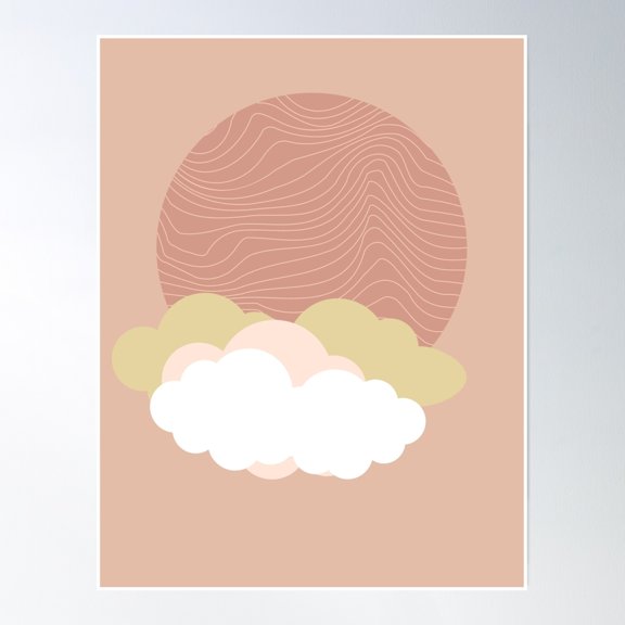 369 Prints Sun And Clouds- No Framed, Vintage Wall Art, Trendy Retro Print, Room Decor, Wall Art UNFRAMED, 8x12