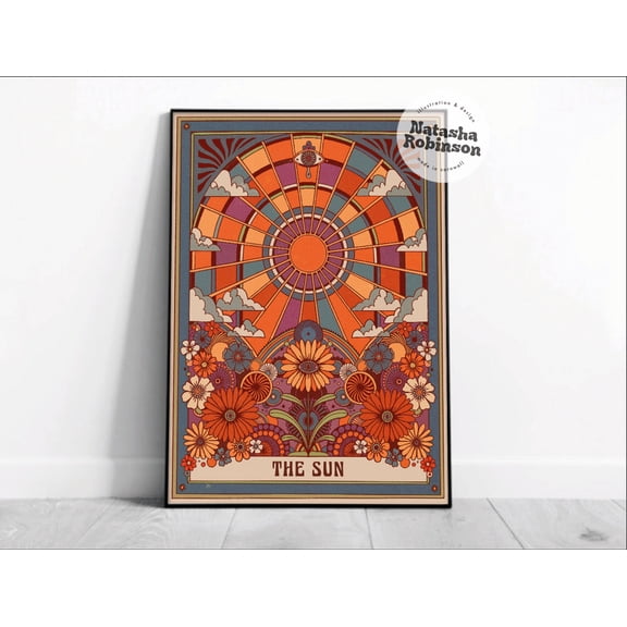 369 Prints the Sun Tarot Deck Art Print | Tarot Card Poster, Boho Home Decor, Warm Cosy Witchy Art, Vibrant Colourful Print For Bedroom, Gallery Wall UNFRAMED, 24x36