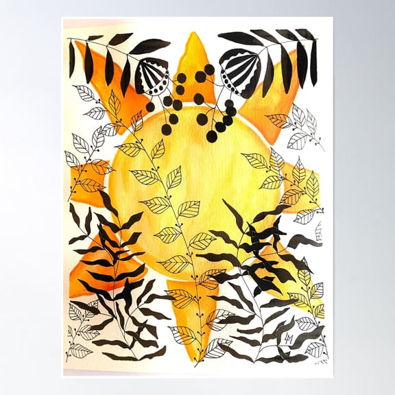 369 Prints Sunburst- No Framed, Vintage Wall Art, Trendy Retro Print, Room Decor, Wall Art UNFRAMED, 24x36