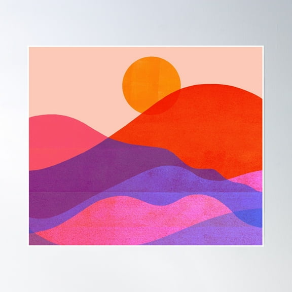 369 Prints Sunrise Sunset Wave Pop Landscape 001- No Framed, Vintage Wall Art, Trendy Retro Print, Room Decor, Wall Art UNFRAMED, 24x36