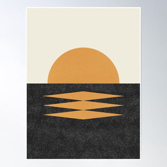 369 Prints Sunset Geometric- No Framed, Vintage Wall Art, Trendy Retro Print, Room Decor, Wall Art UNFRAMED, 16x24