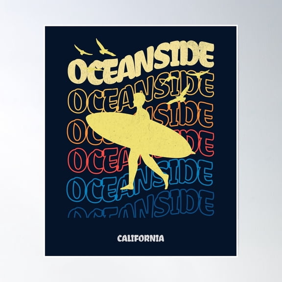 369 Prints Sunset Surfers: Oceanside California- No Framed, Vintage Wall Art, Trendy Retro Print, Room Decor, Wall Art UNFRAMED, 16x24