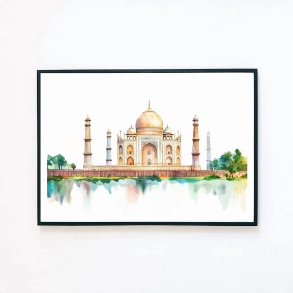 369 Prints Taj Mahal India Watercolour Travel Painting Illustration Wall Art Print - No Framed, Vintage Wall Art, Trendy Retro Print, Room Decor, Wall Art UNFRAMED, 16x24