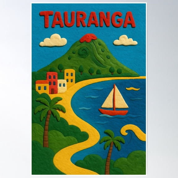 369 Prints Tauranga Coastal Walk Mount Maunganui Beach Escape- No Framed, Vintage Wall Art, Trendy Retro Print, Room Decor, Wall Art, Poster Only