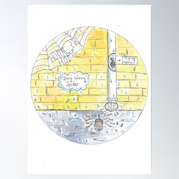 369 Prints The Misadventures Of Incy Wincy Spider- No Framed, Vintage Wall Art, Trendy Retro Print, Room Decor, Wall Art UNFRAMED, 8x12
