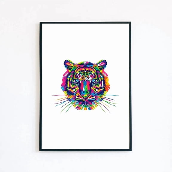 369 Prints Tiger Big Cat Illustration Colourful Tattoo Design Home Decor Art Wall Print - No Framed, Vintage Wall Art, Trendy Retro Print, Room Decor, Wall Art UNFRAMED, 24x36