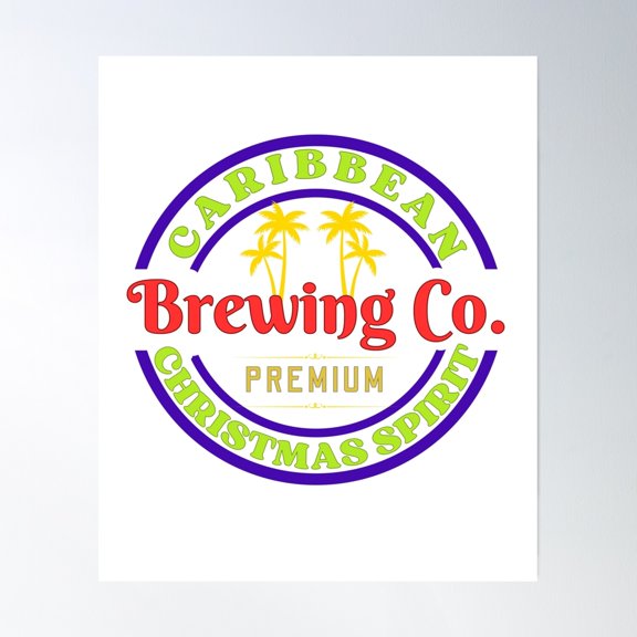 369 Prints Tropical Christmas Brew Crew: Retro Sunrise Design, Island Cheers- No Framed, Vintage Wall Art, Trendy Retro Print, Room Decor, Wall Art UNFRAMED, 8x12