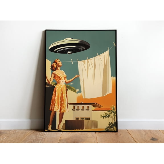 369 Prints Ufo Poster Printable Laundry Room Art Retro Alien Art Ufo Wall Art Posters Alien Invasion Poster Alien 50S 60S Print Weird Ufo UNFRAMED, 16x24