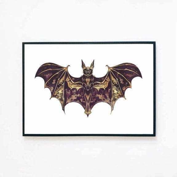 369 Prints Vampire Bat Gothic Halloween Dark Illustration Tattoo - No Framed, Vintage Wall Art, Trendy Retro Print, Room Decor, Wall Art UNFRAMED, 8x12