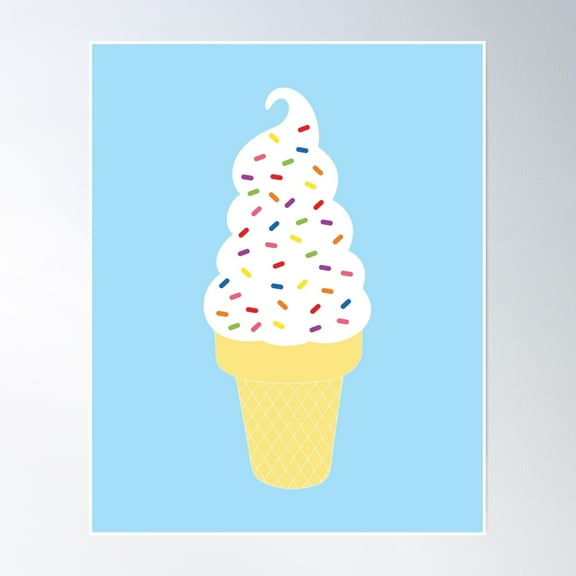 369 Prints Vanilla Ice Cream Cone- No Framed, Vintage Wall Art, Trendy Retro Print, Room Decor, Wall Art UNFRAMED, 16x24