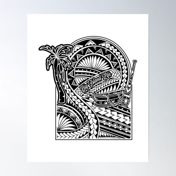 369 Prints Vintage Big Island Hawaiian Tattoo- No Framed, Vintage Wall Art, Trendy Retro Print, Room Decor, Wall Art UNFRAMED, 16x24