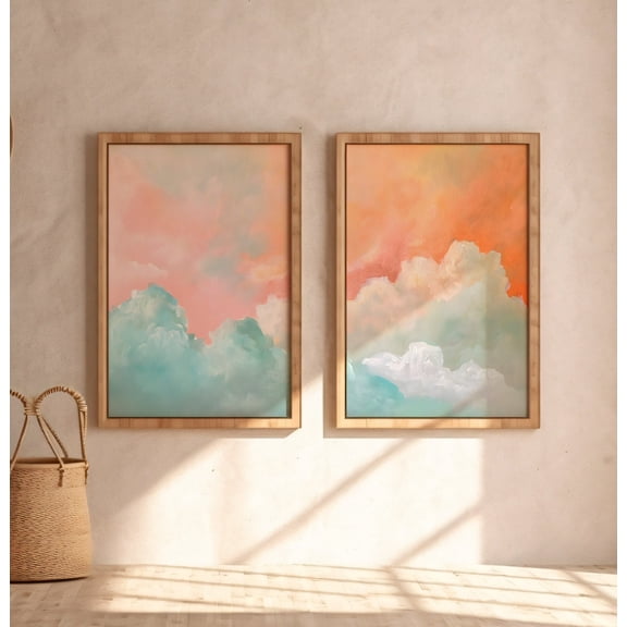 369 Prints Vintage Moody Clouds Landscape Wall Art Cloudy Sky Gallery, Minimalist Home Decor, Soft Pastel Nursery Wall Art UNFRAMED, 16x24