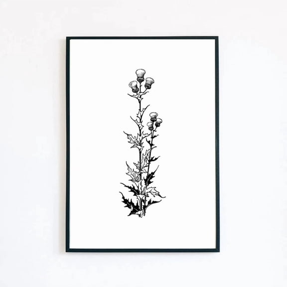 369 Prints Vintage Thistle Illustration Flower Tattoo Design A4- No Framed, Vintage Wall Art, Trendy Retro Print, Room Decor, Wall Art UNFRAMED, 24x36
