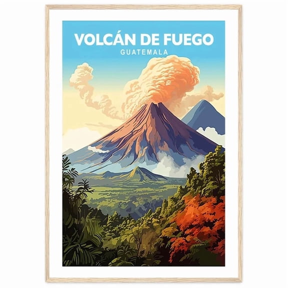 369 Prints Volcn De Fuego Acatenango Volcano Hike Guatemala Travel Wall Art Poster Print - No Framed, Vintage Wall Art, Trendy Retro Print, Room Decor, Wall Art UNFRAMED, 12x18