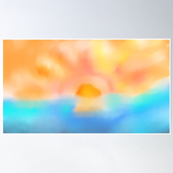 369 Prints Watercolor Sunset- No Framed, Vintage Wall Art, Trendy Retro Print, Room Decor, Wall Art UNFRAMED, 16x24