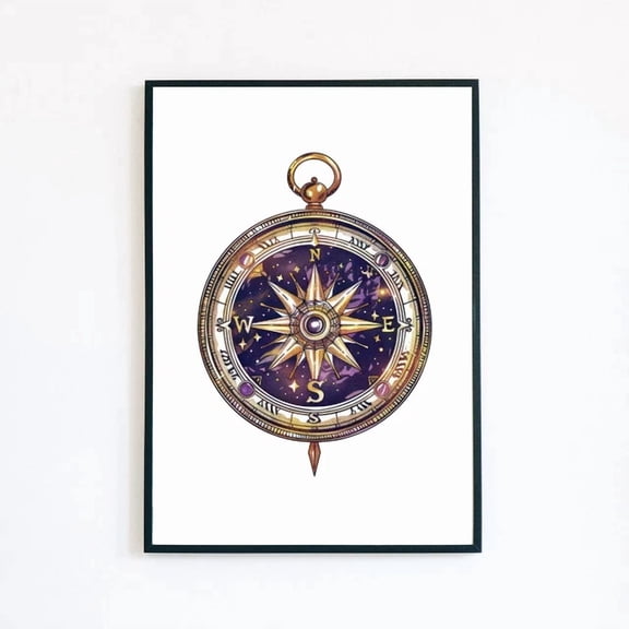 369 Prints Watercolour Compass Vintage Painting Illustration - No Framed, Vintage Wall Art, Trendy Retro Print, Room Decor, Wall Art UNFRAMED, 8x12