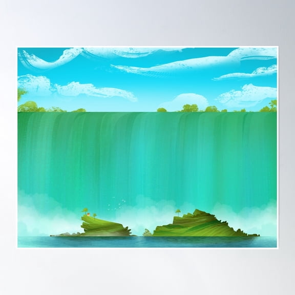 369 Prints Waterfall- No Framed, Vintage Wall Art, Trendy Retro Print, Room Decor, Wall Art UNFRAMED, 16x24