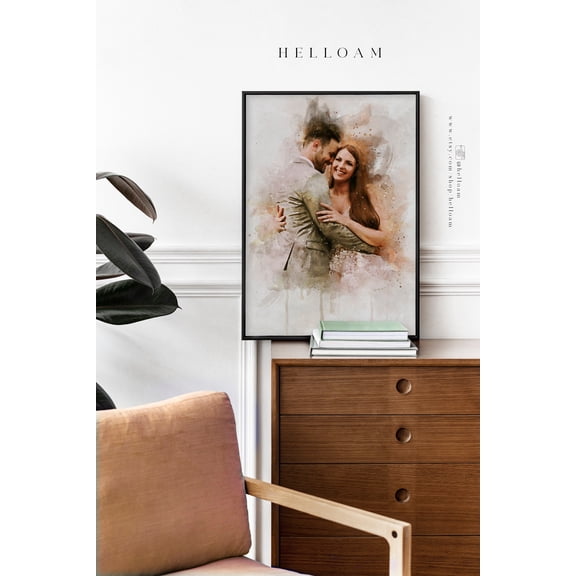 369 Prints Wedding Couple Portrait, Anniversary Gift For Wife Husband Partner, Wall Art, Couple From Photo, Family Illustration UNFRAMED, 8x12