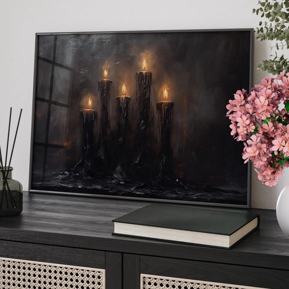 369 Prints Witchy Vintage And Rustic Dark Victorian Themed Black Candle Light Wall Art Print Dark Gothic Minimalist Poster Decor UNFRAMED, 8x12