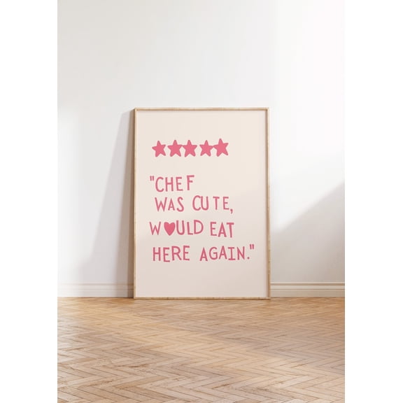 369 Prints aesthetic Kitchen Decor Cute Cooking Art Kitchen Wall Art Print Minimalist Heart Print Pink Chef Art Print UNFRAMED, 8x12