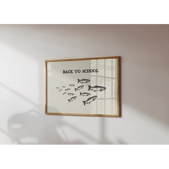 369 Prints back To School Print Trendy Classroom Wall Art Funny Ocean Poster Neutral Classroom Decor School Of Fish Poster UNFRAMED, 8x12