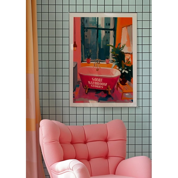 369 Prints bathroom Wall Decor, Humorous Posters, Funny Bathroom Art, Typography Poster, Kitsch Aesthetic Print, Retro Dopamine Decor, Pink Wall Art UNFRAMED, 16x24