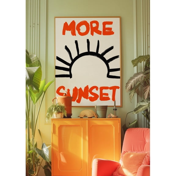 369 Prints black Line Art, 70S Poster, Orange Wall Art, Sunset Poster, Trendy Print, Psychedelic Wall Art, Dopamine Decor, Trippy Poster, Preppy Art UNFRAMED, 24x36