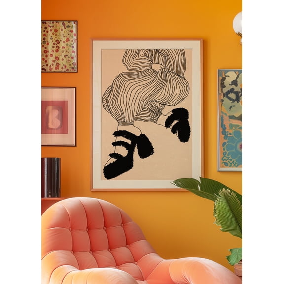 369 Prints black Line Art Poster, 70S Wall Print, Black Wall Art, Trendy Woman Poster, Shoes Poster, Psychedelic Poster, Retro Print, Trippy Wall Art UNFRAMED, 8x12