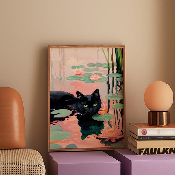 369 Prints cat Poster, Maximalist Art, Funny Bathroom Poster, Preppy Print, Trendy Art Print, Kitsch Aesthetic Art Black Cat Print UNFRAMED, 8x12