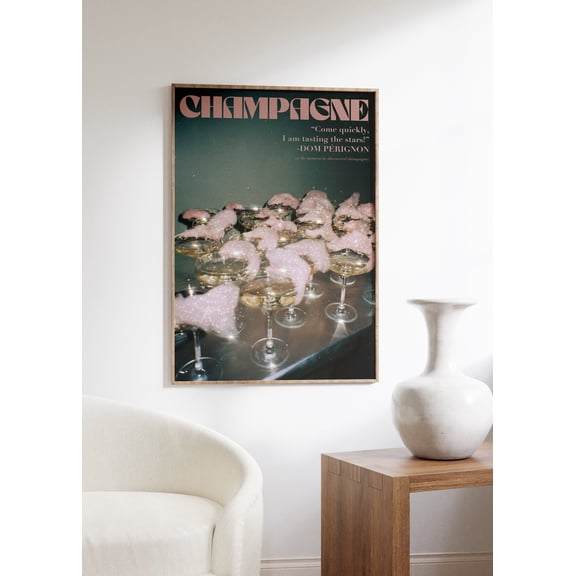 369 Prints champagne Poster, 70S Poster, Green Wall Art, Kitchen Wall Decor, Bar Wall Poster, Psychedelic Art, Retro Print, Trippy Wall Art UNFRAMED, 12x18