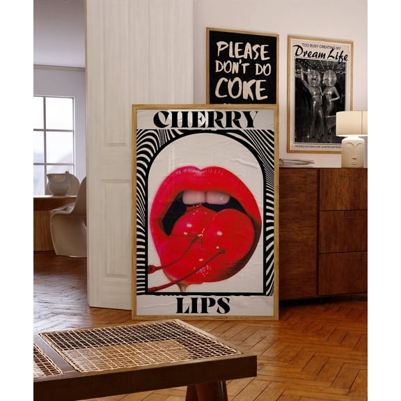 369 Prints cherry Poster, Retro Wall Art, 70S Psychedelic Print, Funky Wall Decor, Cherry Wall Art, Aesthetic Print, Trendy Wall Art, Vintage Decor UNFRAMED, 16x24