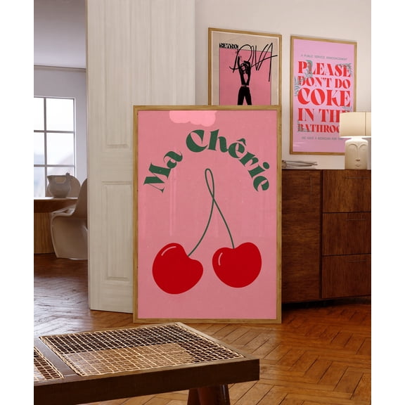 369 Prints cherry Poster, Retro Wall Art, 70S Psychedelic Print, Funky Wall Decor, Cherry Wall Art, Aesthetic Print, Trendy Wall Art, Vintage Decor UNFRAMED, 24x36