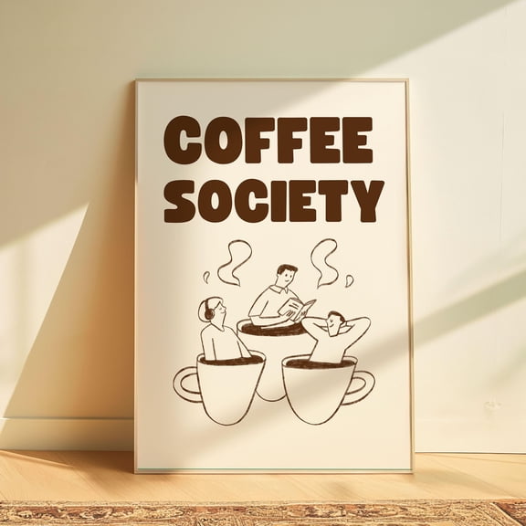 369 Prints coffee Society Wall Art Café Decor Illustrated Coffee Cups Print Minimalist Poster For Coffee Lovers, Modern Home Decoration Gift UNFRAMED, 8x12