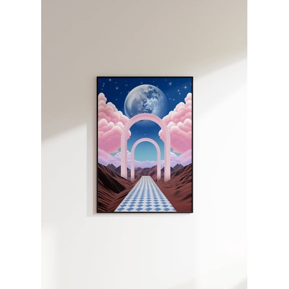 369 Prints cosmic Abstract Wall Art, Pink Moon Poster, Retro Collage, Space Poster, Modern Boho, Aesthetic Decor, Abstract Print, Blue Moon Wall Art UNFRAMED, 8x12