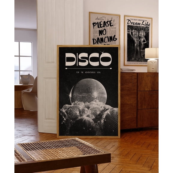 369 Prints disco Ball Poster, 70S Retro Print, Black Wall Art, Psychedelic Art, Funky Wall Decor, 60S Vintage Poster, Aesthetic Art, Trendy Wall Art UNFRAMED, 8x12