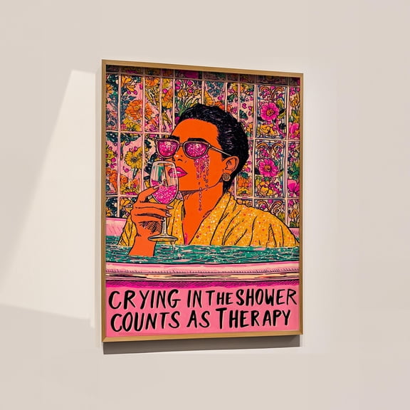 369 Prints emotional Girl Poster, Bathroom Wall Art, Trendy Art Print, Dopamine Decor, Funny Selfcare Print, Feminine Retro Quote, Pink Aesthetic Print UNFRAMED, 8x12