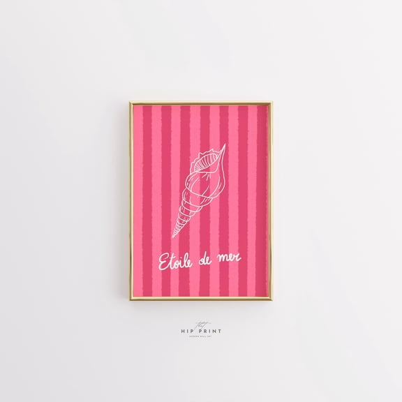 369 Prints etoile De Mer Print, Coastal Shell Wall Art In Pink, French Summer Ocean Poster, Seaside Beach House Decor, Tropical Nautical Illustration UNFRAMED, 8x12