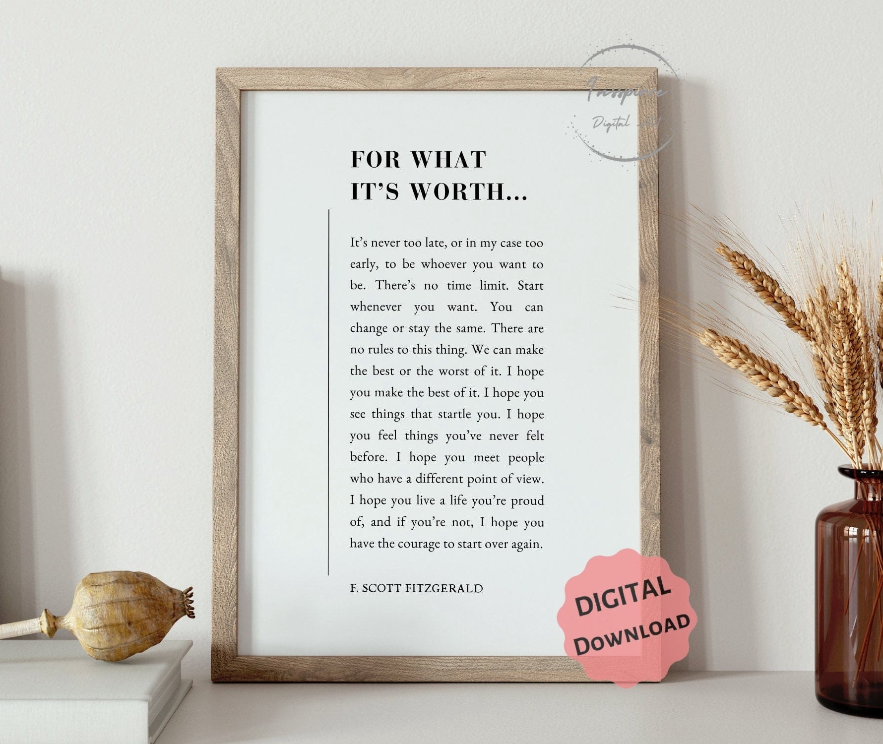 369 Prints for What It'S Worth, F Scott Fitzgerald Quote, Motivational ...