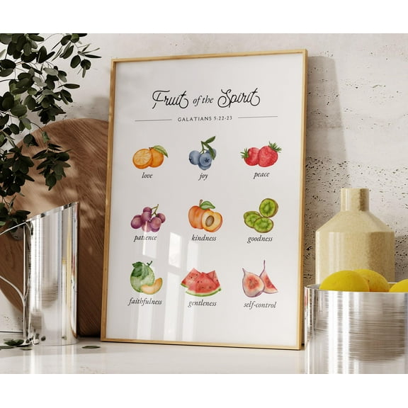 369 Prints fruit Of The Spirit Wall Art, Kitchen Bible Verse Decor, Galatians 5:22 Vintage Christian Poster, Scripture Art UNFRAMED, 12x18