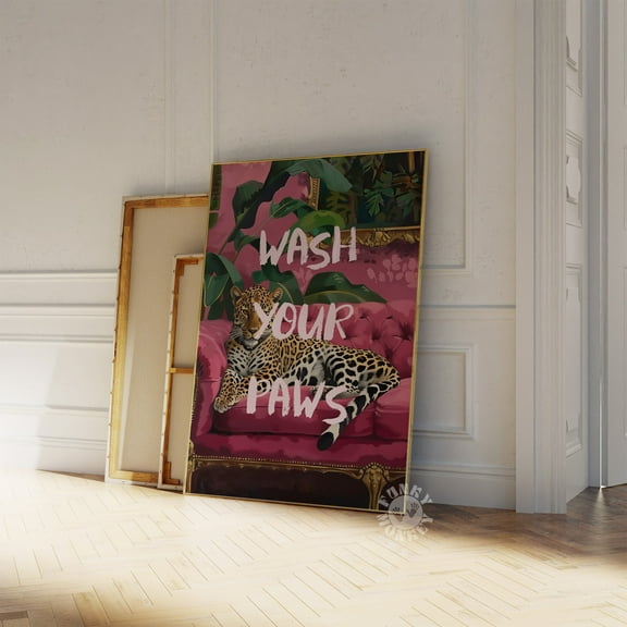 369 Prints funny Bathroom Wall Art Print, Animal Wash Your Paws, Cheetah Leaopard Maximalist Aesthetic Decor, Dopamine Print UNFRAMED, 16x24